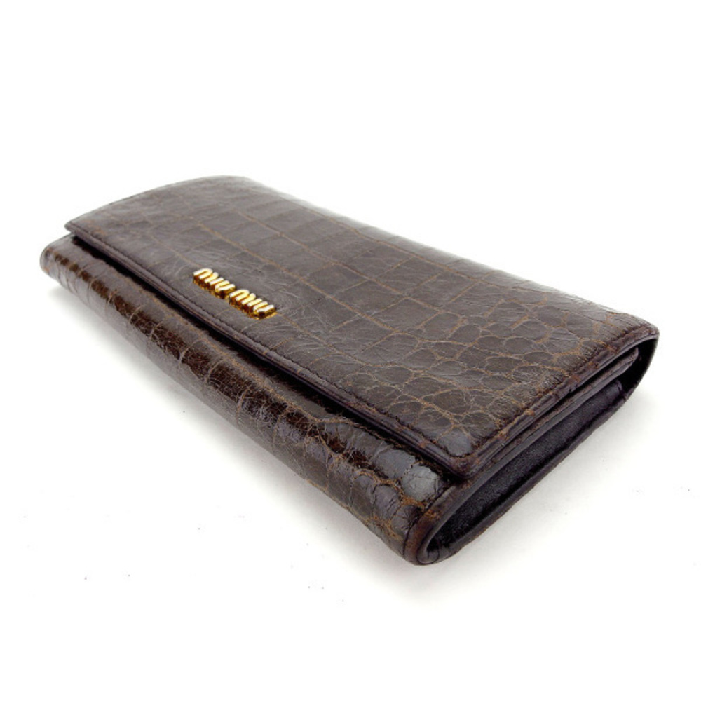 Miu Miu Long Wallet Long Wallet Crocodile Brown L… - image 3